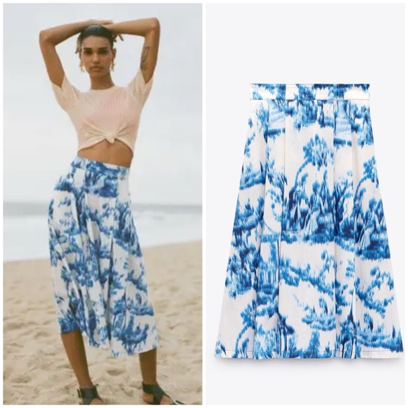 Zara NWT Printed Midi Skirt size XL - Picture 1 of 17